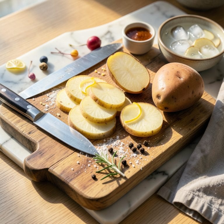 How to Slice Potatoes Thin: The Knife Skills Trick for Perfect Chips example with annotations