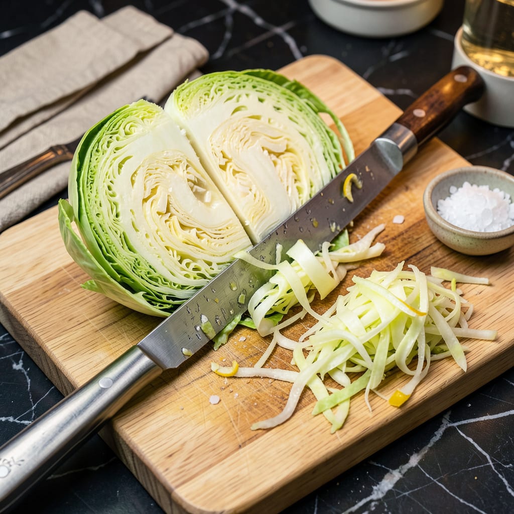 How to Thinly Slice Cabbage: The Knife Skills Trick for Perfect Slaw detailed visual guide