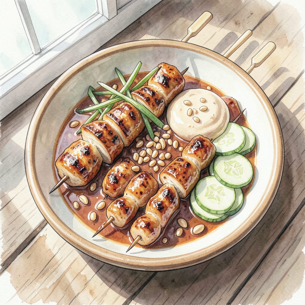 Indonesian Satay BBQ Recipe: Grilled Perfection with Peanut Sauce illustration with key details