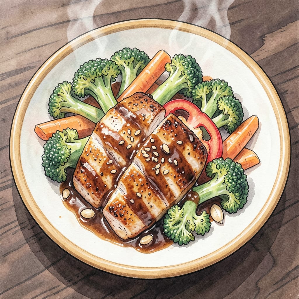 kikkoman stir fry sauce chicken recipe illustration with key details