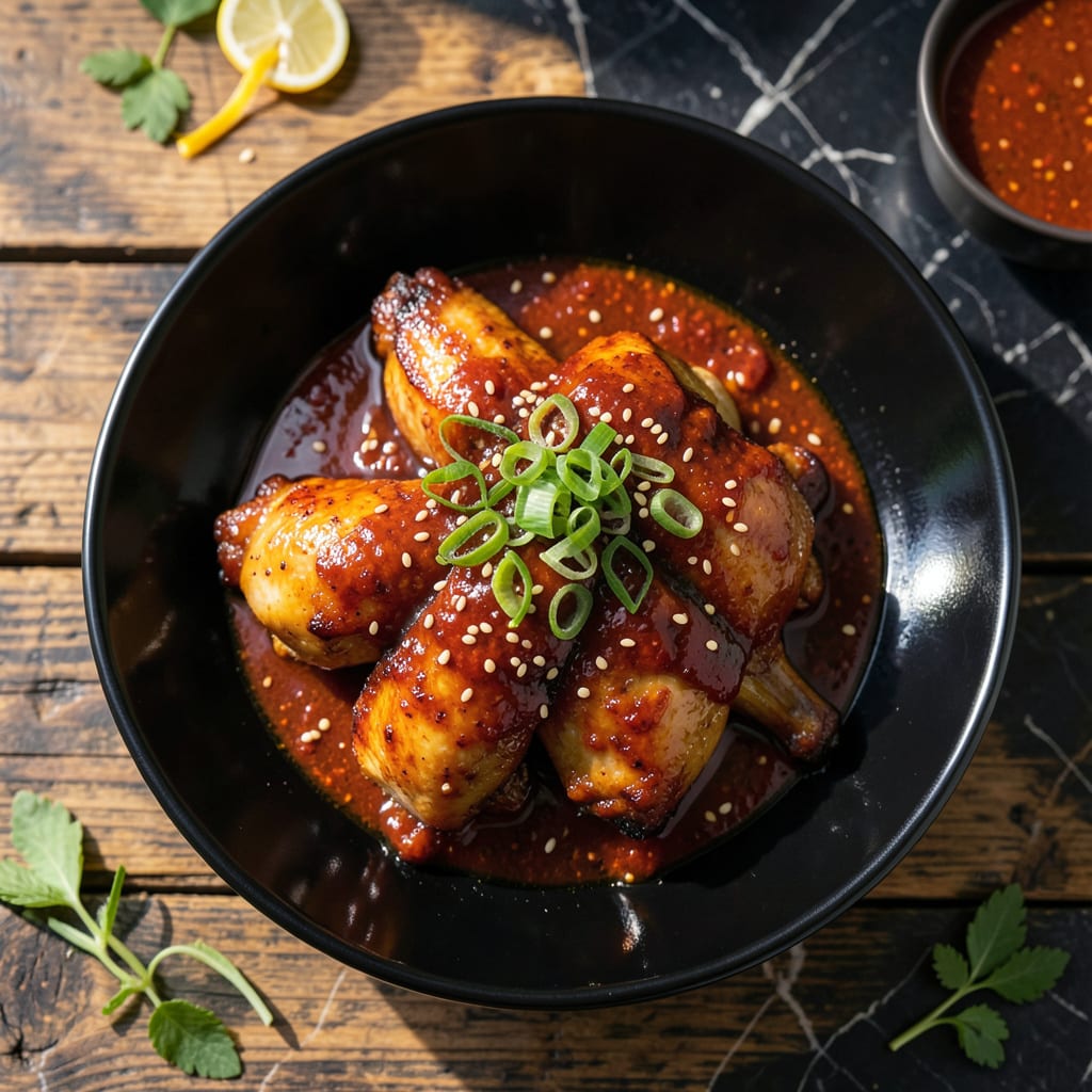 Korean BBQ Chicken Recipe Gochujang: Sweet and Spicy Glazed Perfection illustration with key details