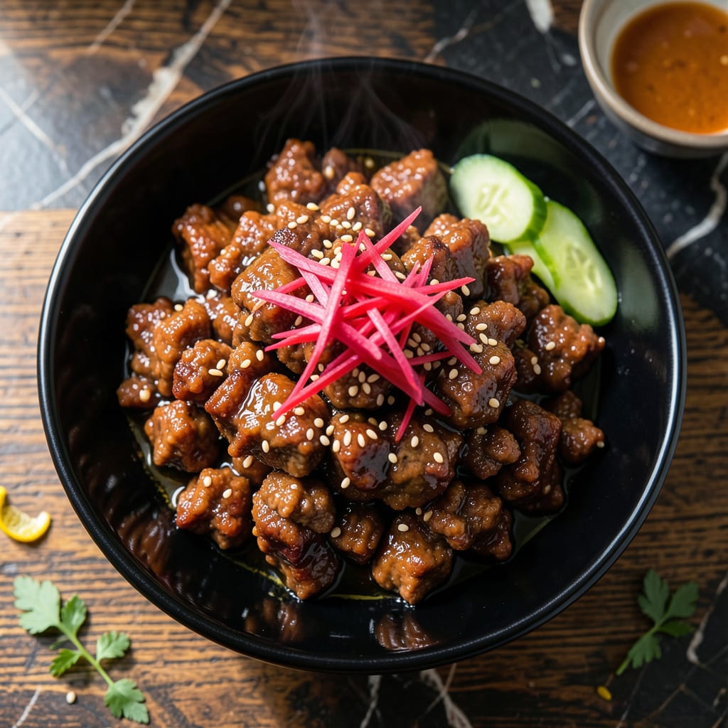 korean bbq ground beef recipe illustration with key details
