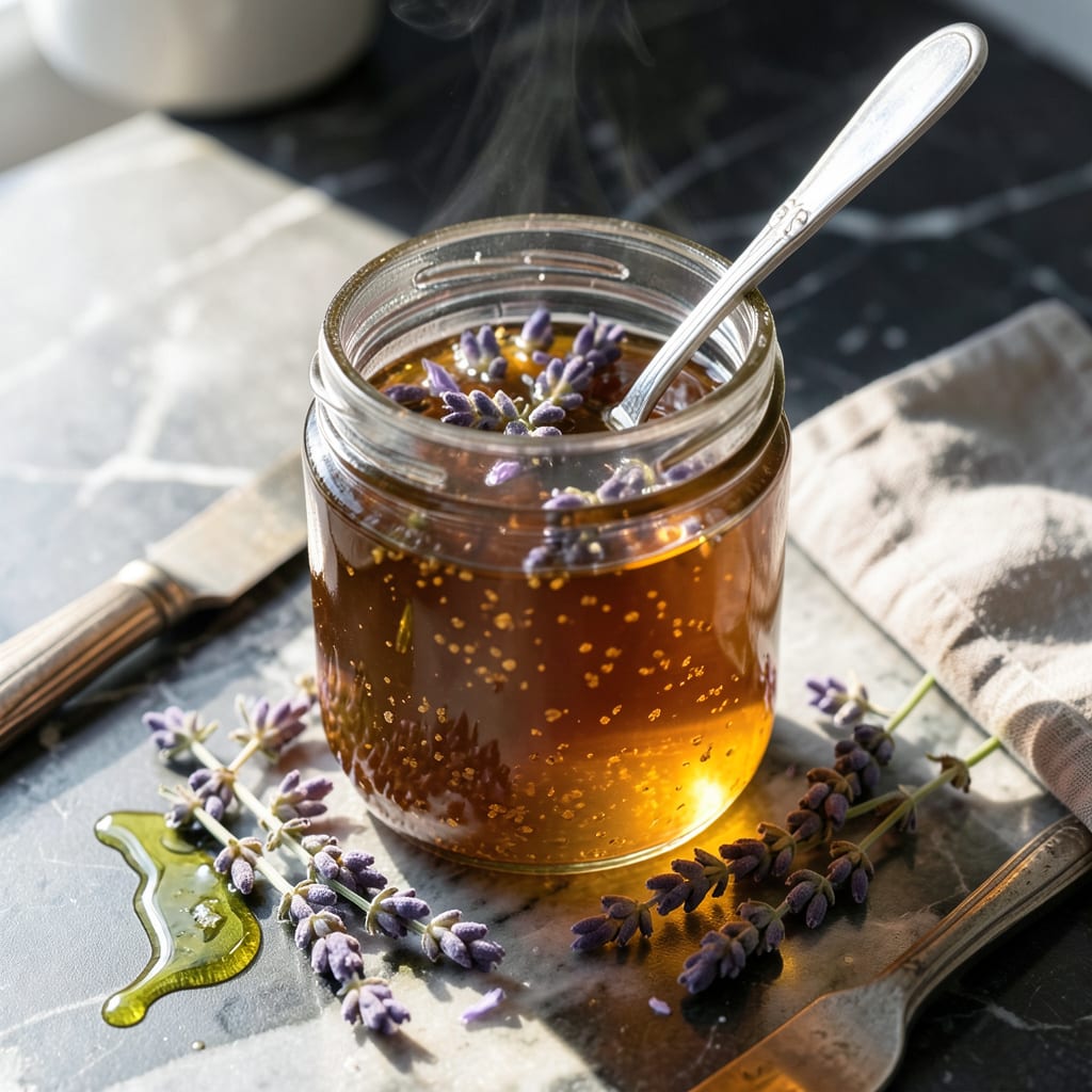 lavender simple syrup recipe with fresh lavender detailed visual guide