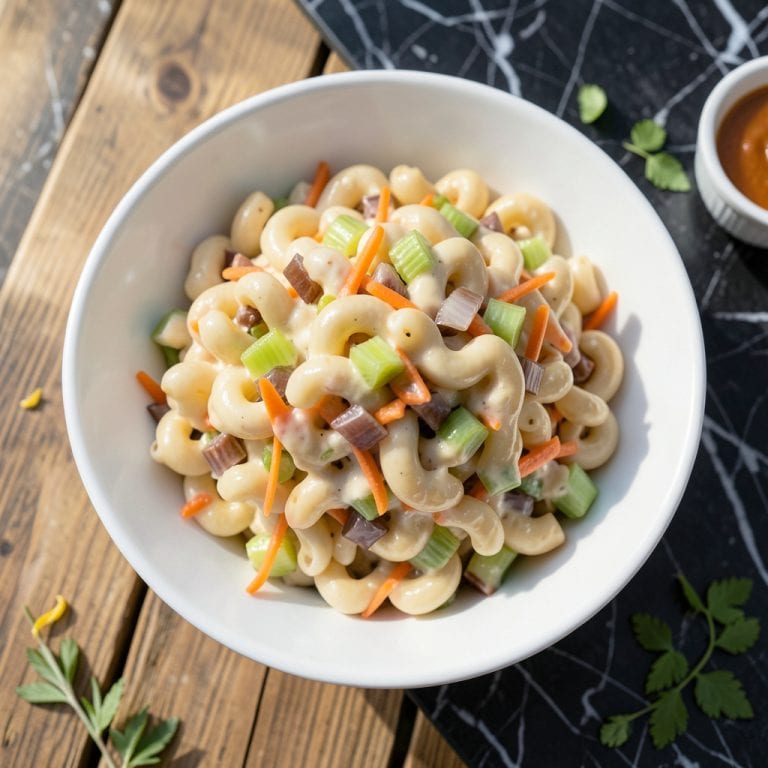 ll hawaiian bbq mac salad recipe illustration with key details
