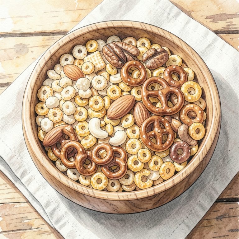 low sodium chex mix recipe illustration with key details