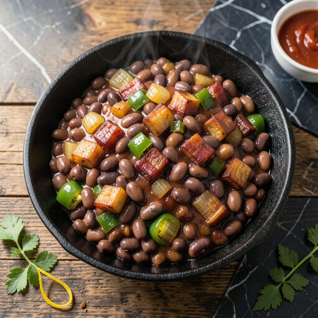 Visual representation of lucilles bbq beans recipe
