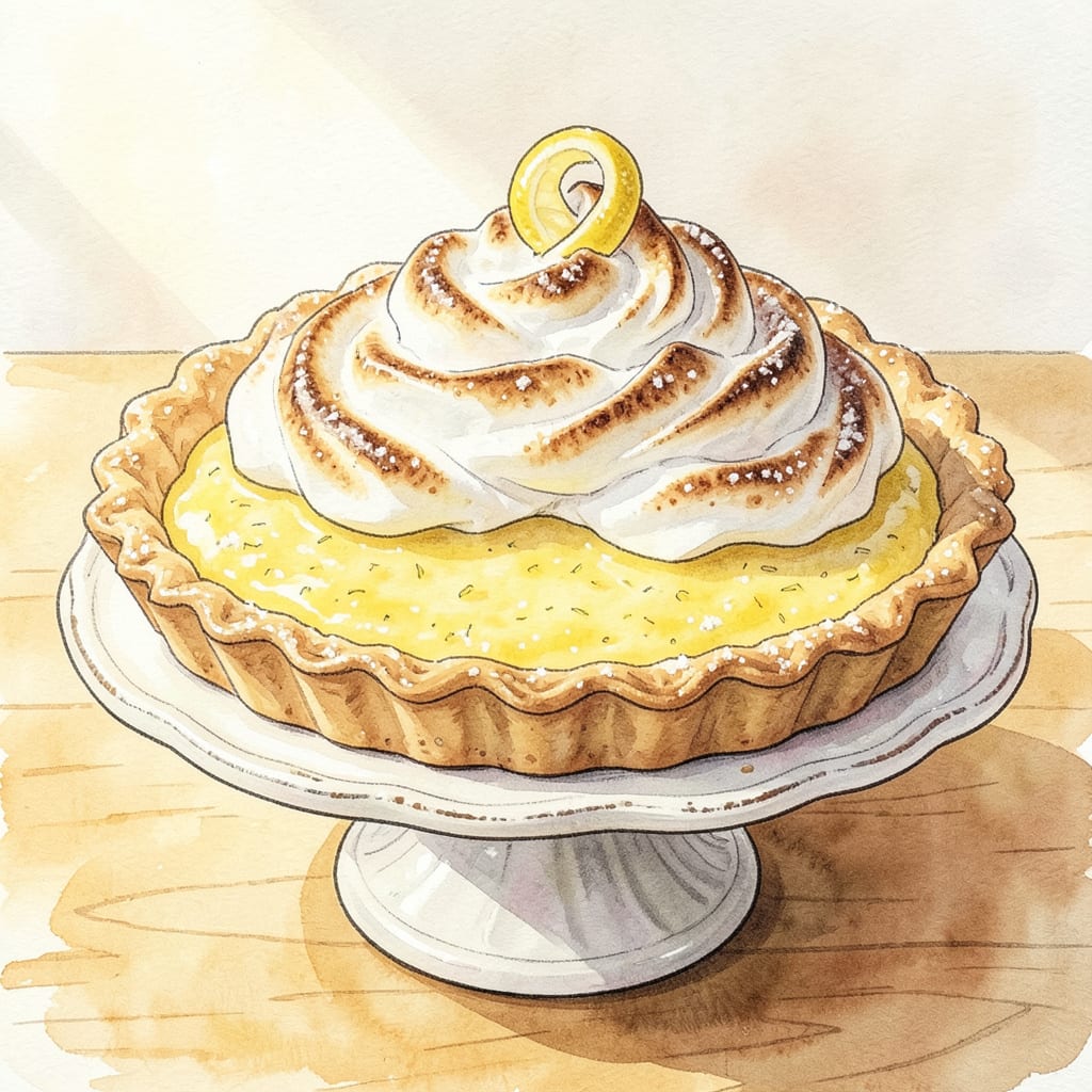 lucky leaf lemon meringue pie recipe illustration with key details