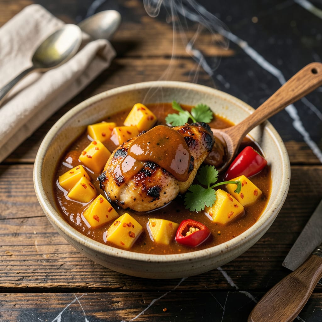 Mango Habanero BBQ Sauce Recipe: Tropical Heat Meets Smoky Sweetness example with annotations