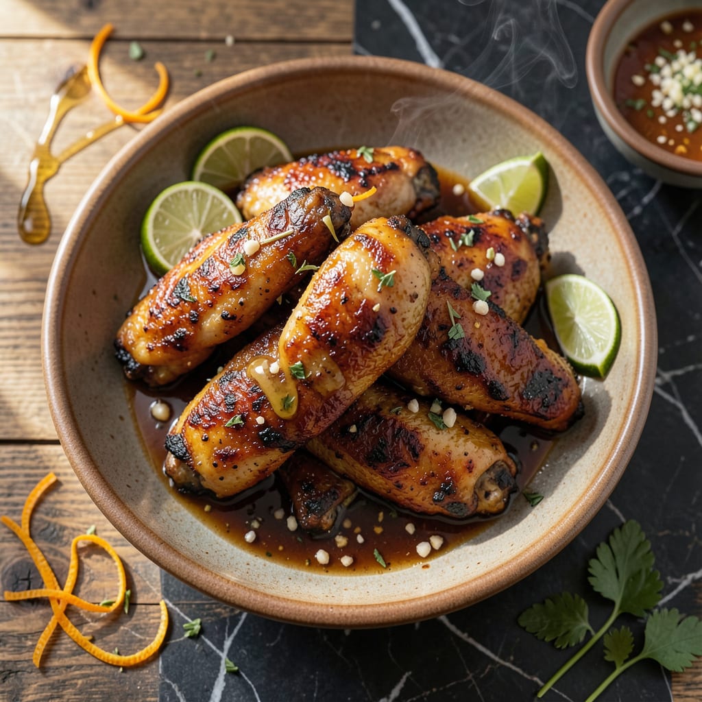 Visual representation of Marinated Grilled Chicken Wings Recipe: Smoky Char with Citrus Zest