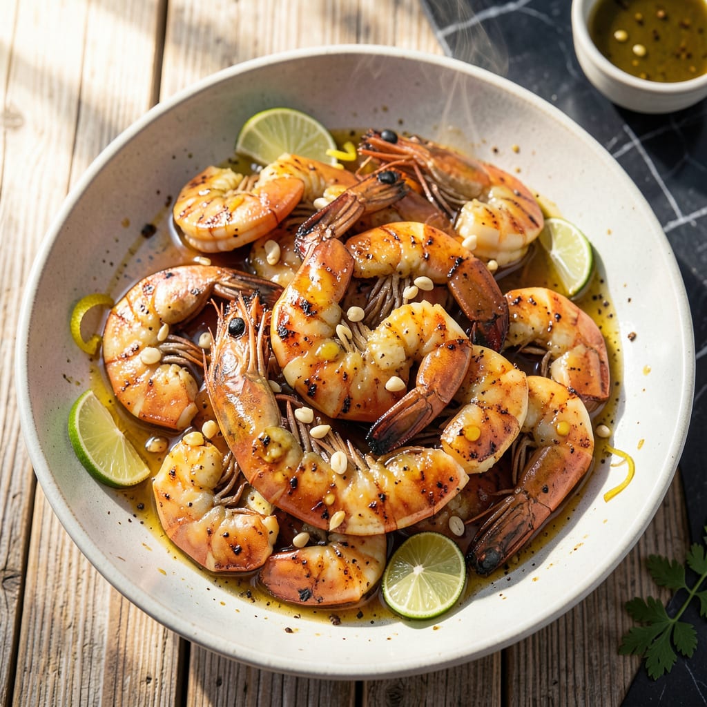 Complete marinated grilled shrimp recipe overview image
