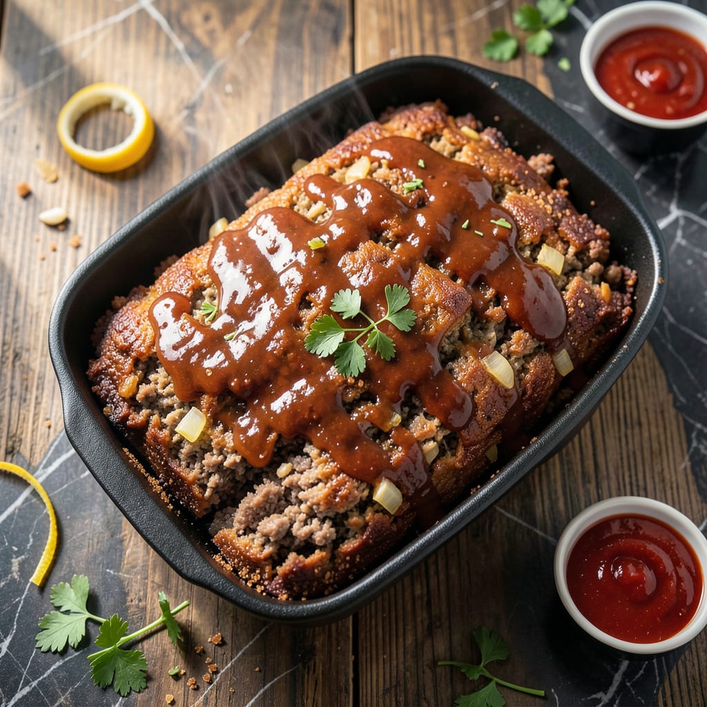 Complete Meatloaf Recipe With BBQ Sauce and Brown Sugar: Sweet Glaze Over Juicy Slices overview image