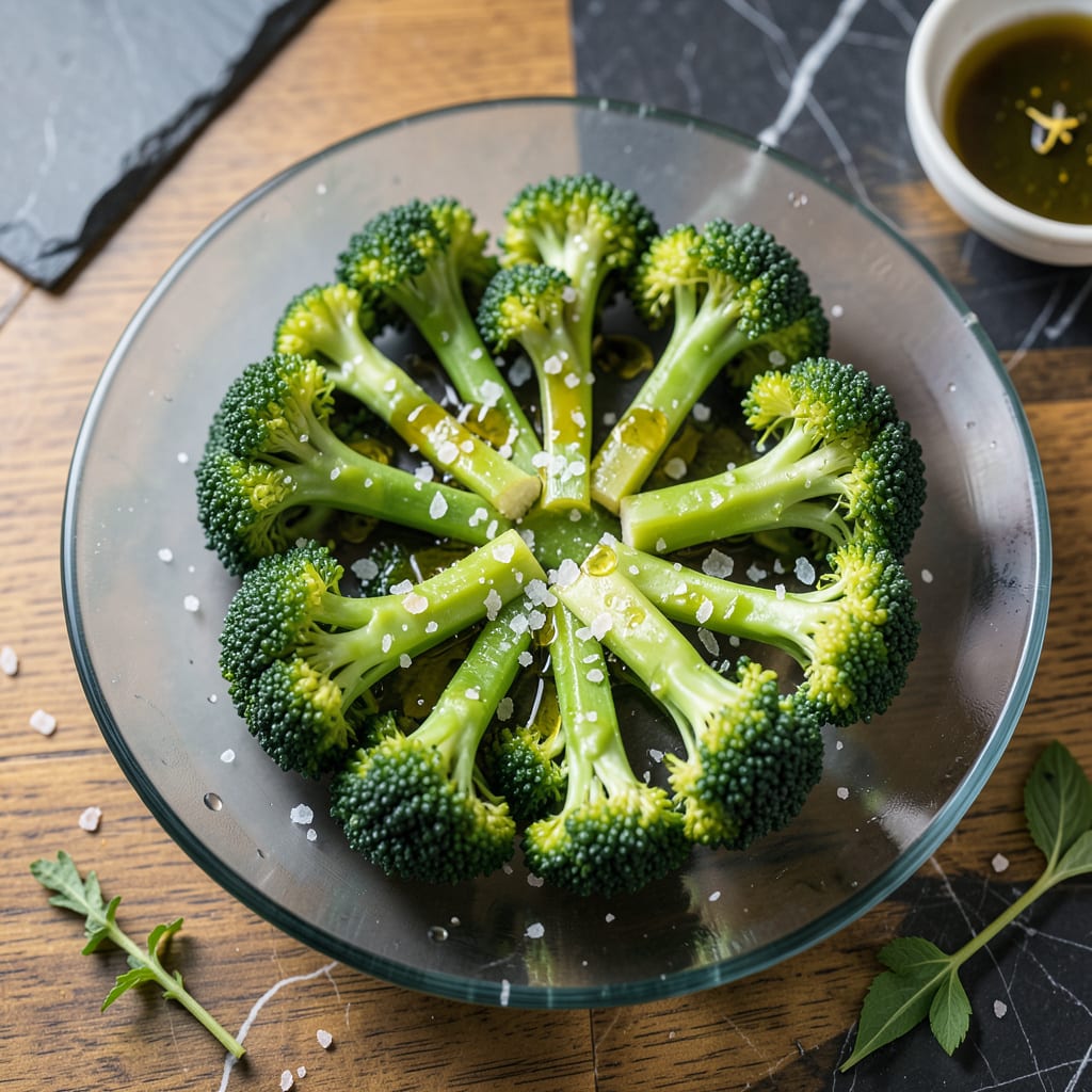 Microwaving Frozen Broccoli: Bright, Crisp Tender in 5 Minutes illustration with key details