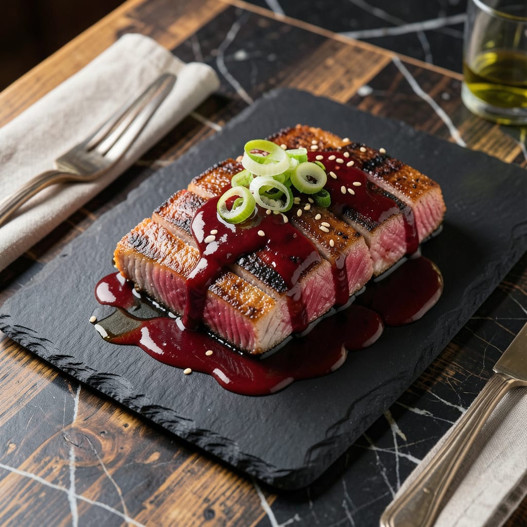 Visual representation of Mikuni BBQ Tuna Red Sauce Recipe: Japanese Izakaya Style Glaze