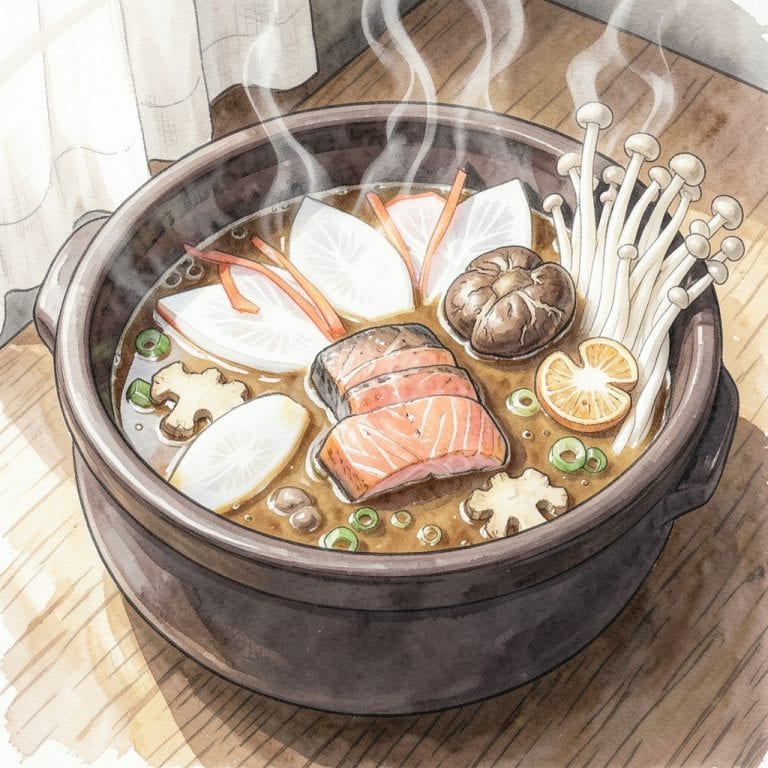 miso hot pot broth recipe illustration with key details