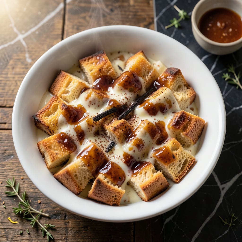 Complete mission bbq bread pudding recipe overview image