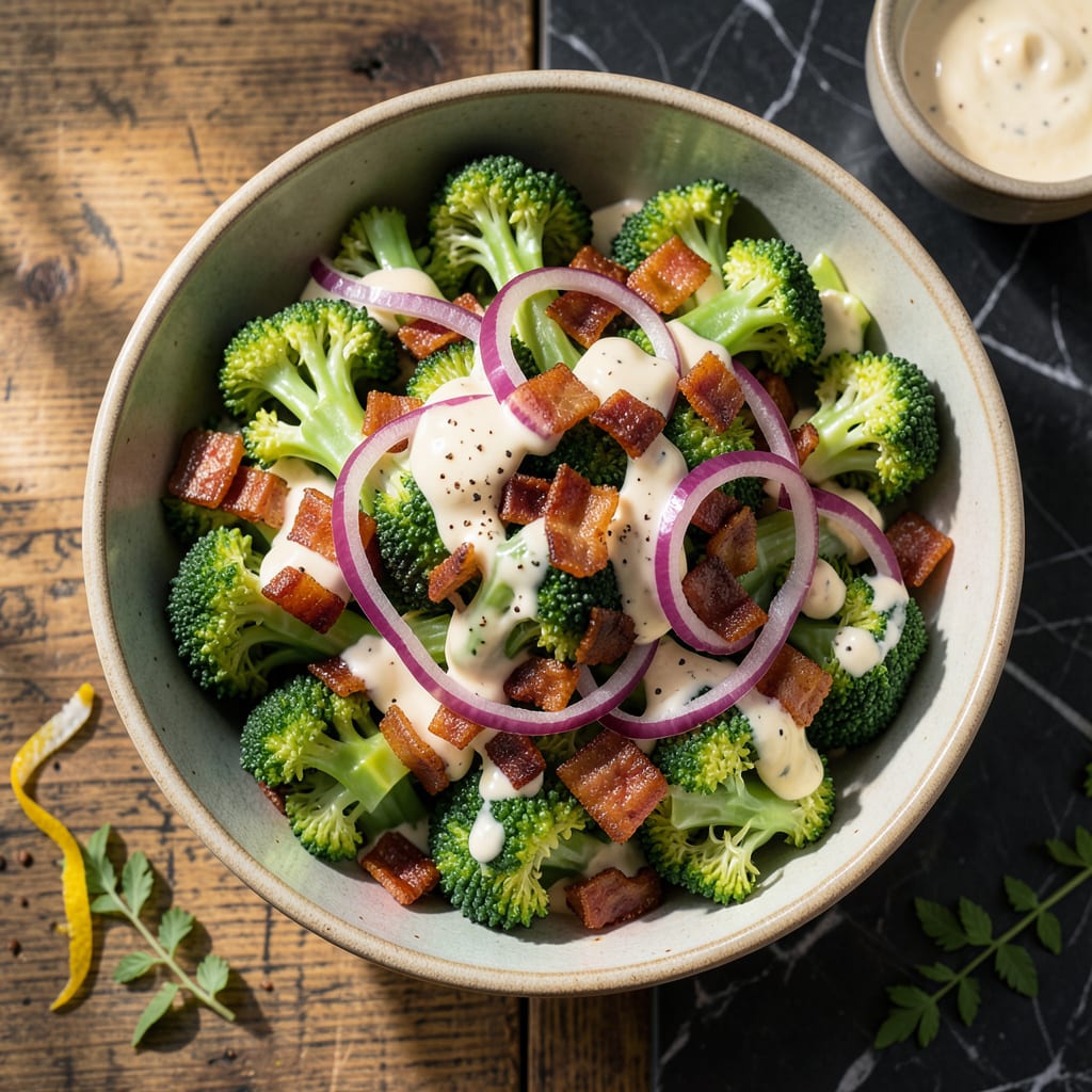 Mission BBQ Broccoli Salad Recipe: Creamy Tang with Crunchy Bacon detailed visual guide