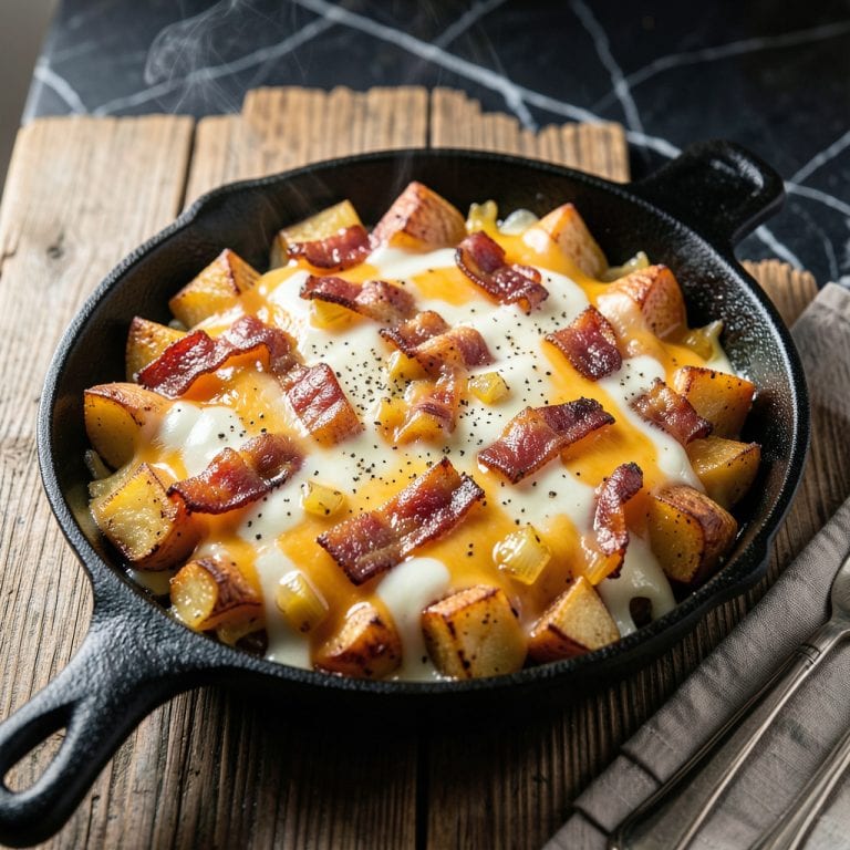Mission BBQ Cheesy Potatoes Copycat Recipe: Smoky Cheddar and Bacon Loaded example with annotations