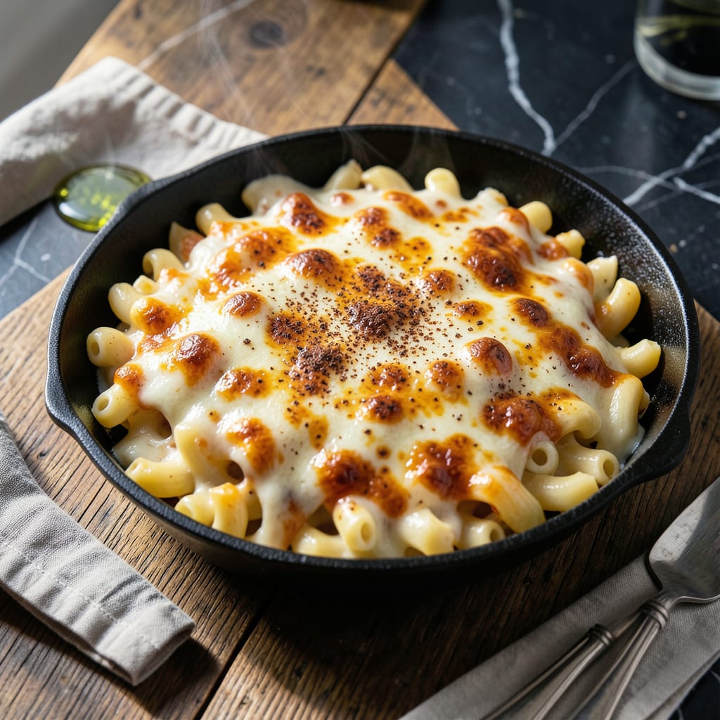Mission BBQ Mac N Cheese Recipe: Smoky Three Cheese Indulgence example with annotations