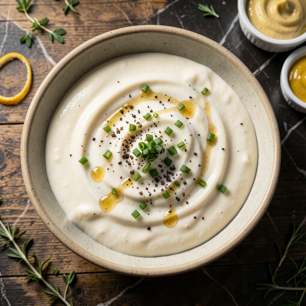 Visual representation of Moe's Original BBQ White Sauce Recipe: Alabama Style Creamy Tang With a Kick