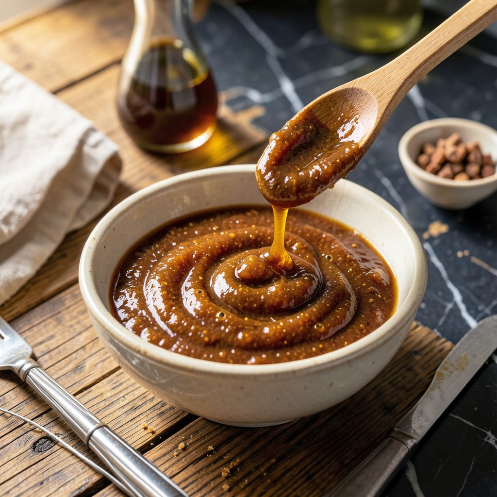 Mustard Based BBQ Sauce Recipe: Sharp Tang With Sweet Heat illustration with key details