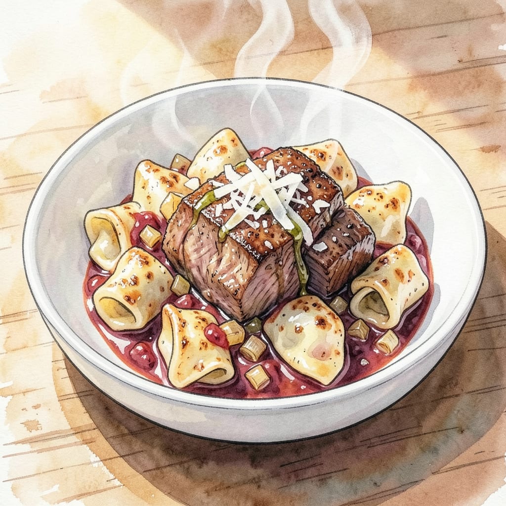 olive garden braised beef tortellini recipe illustration with key details