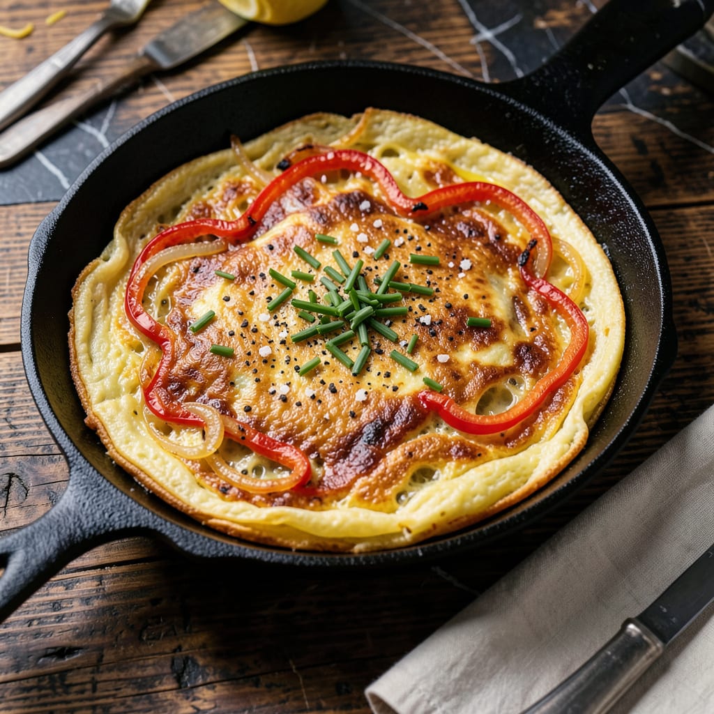 Comprehensive omelette in cast iron visual reference