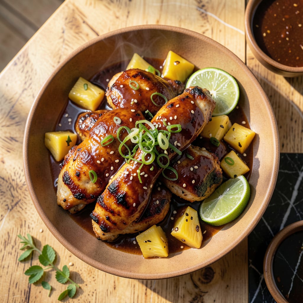 ono hawaiian bbq chicken recipe example with annotations