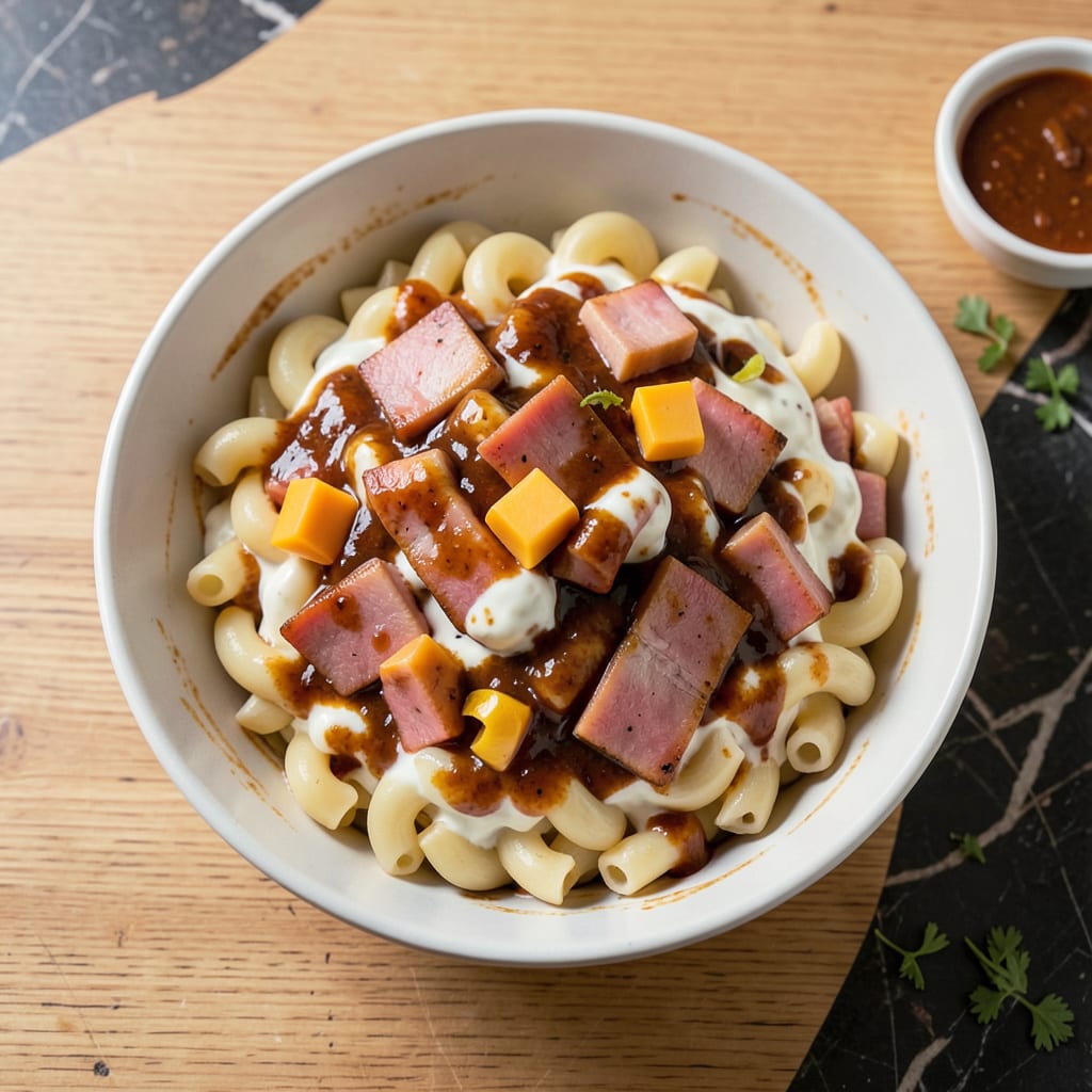 Visual representation of Ono Hawaiian BBQ Pasta Salad Recipe: Tropical Twist on Classic Creaminess