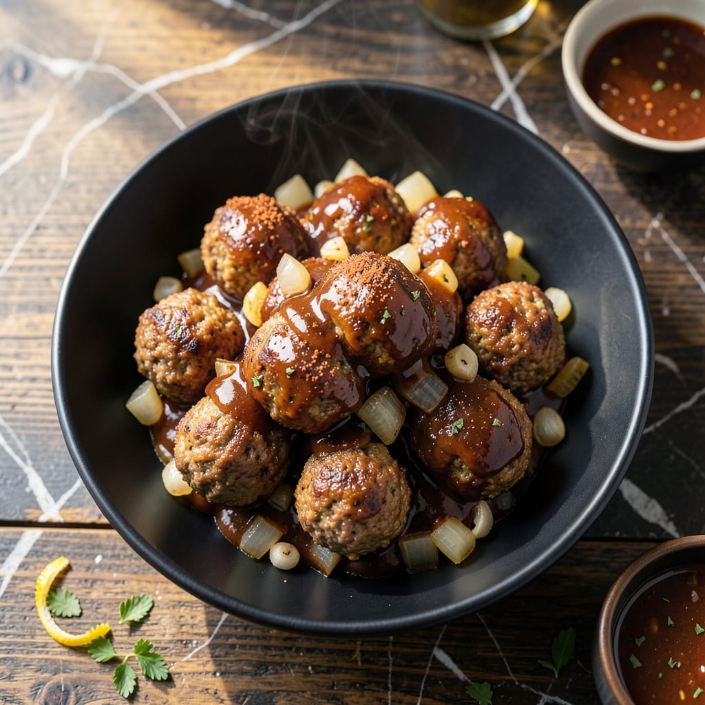 Oven Baked BBQ Meatball Recipe: Saucy Sweetness With Caramelized Edges illustration with key details