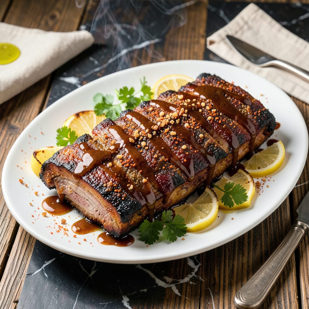 Oven Baked BBQ Pork Ribs Recipe: Fall Off The Bone Tender in the Oven illustration with key details