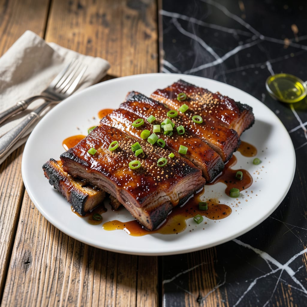 Oven Baked BBQ Spare Ribs Recipe: Fall Off The Bone Tender with Sticky Glaze example with annotations