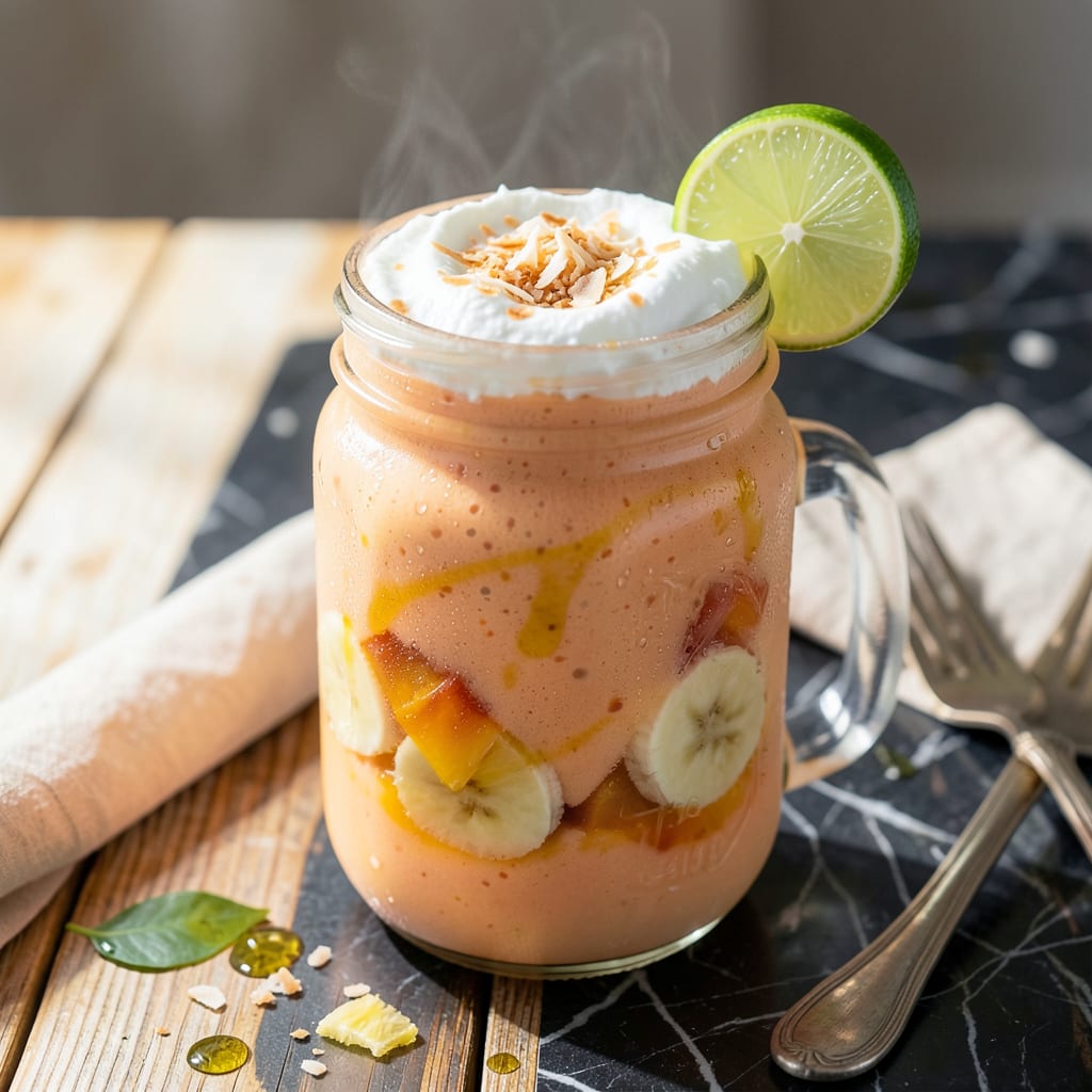 paradise point tropical smoothie recipe illustration with key details