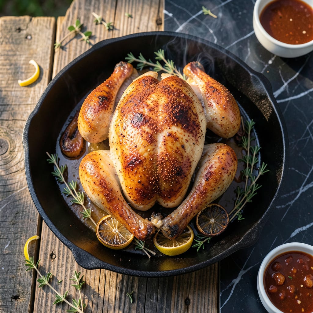 pellet grill whole chicken recipe example with annotations
