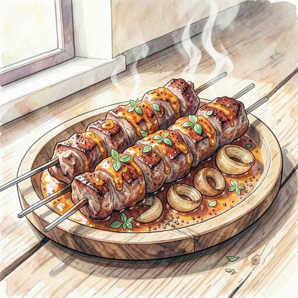 persian kabab bbq recipe illustration with key details