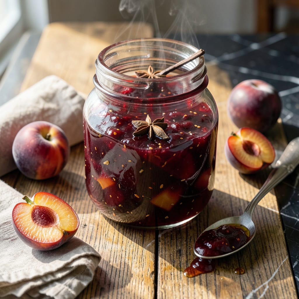 plum jam recipe with jam sugar example with annotations