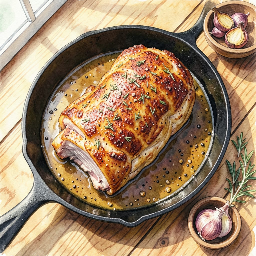 Pork in the Oven Recipe: Juicy Roast With Crispy Golden Crust example with annotations