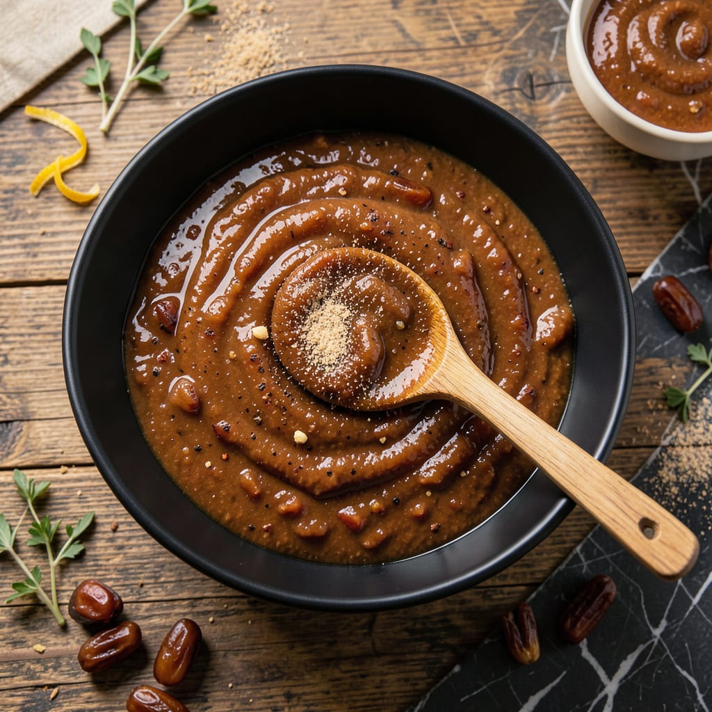 raw vegan bbq sauce recipe example with annotations
