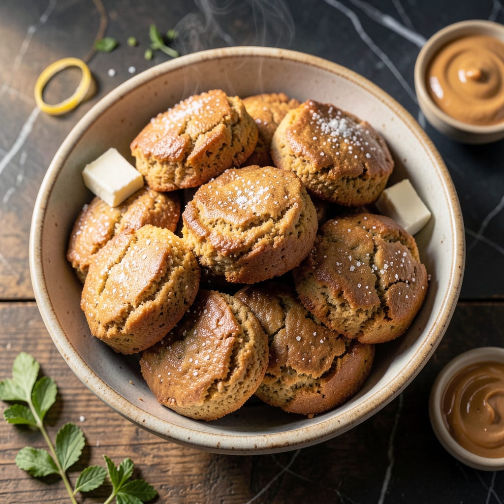 recipe for peanut butter biscuits illustration with key details