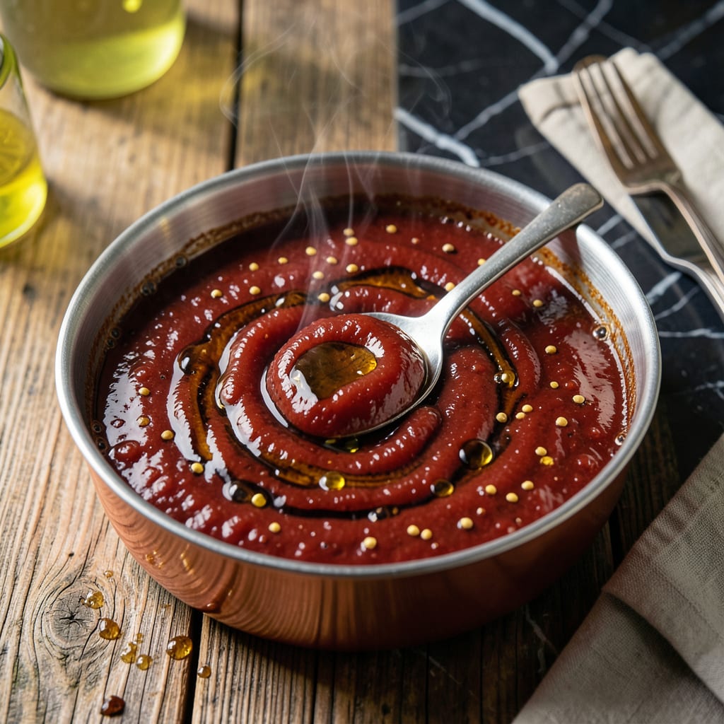 Red BBQ Sauce Recipe: Vinegar Based Bold and Tangy Depth example with annotations