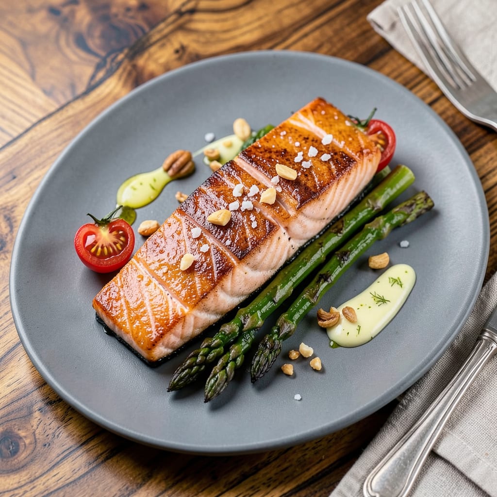 Reverse Seared Salmon: Ultra Tender Center With Crispy Skin Perfection illustration with key details