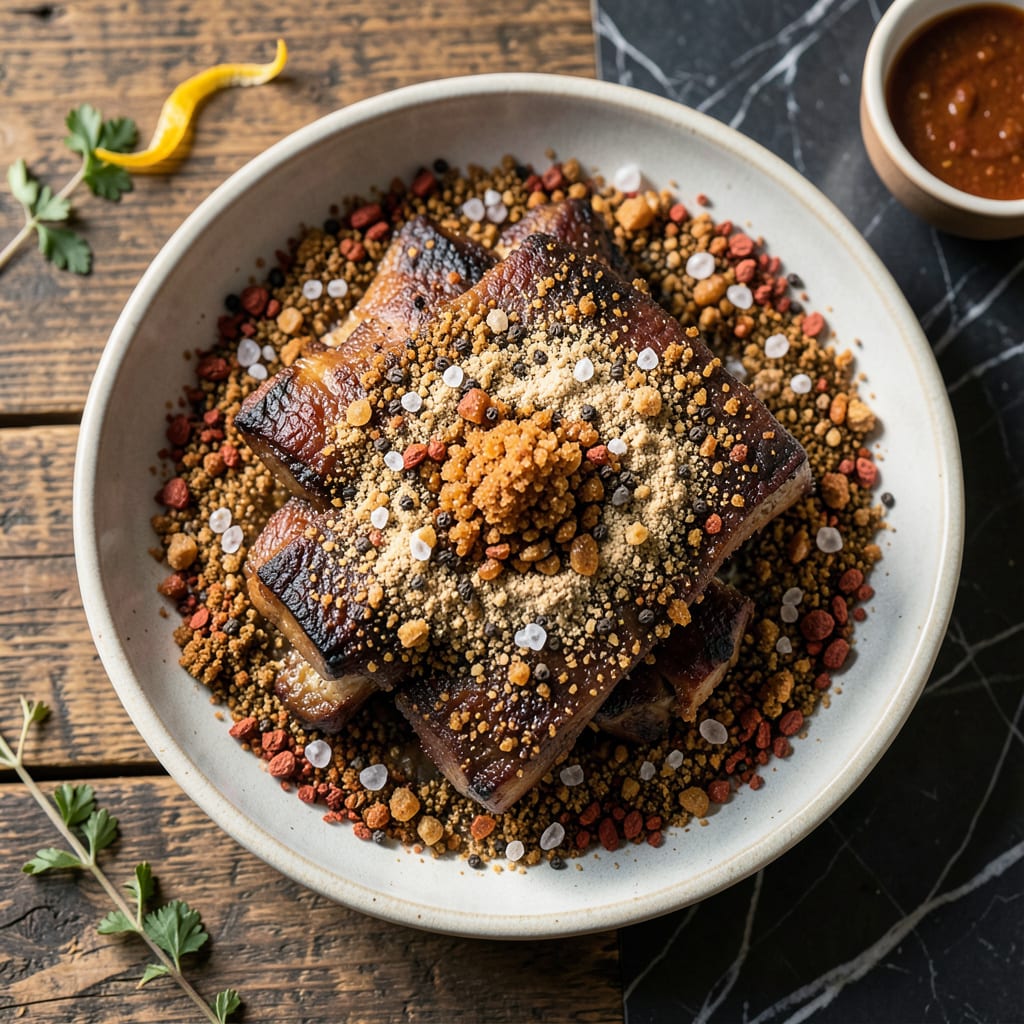 rib dry rub recipe brown sugar illustration with key details