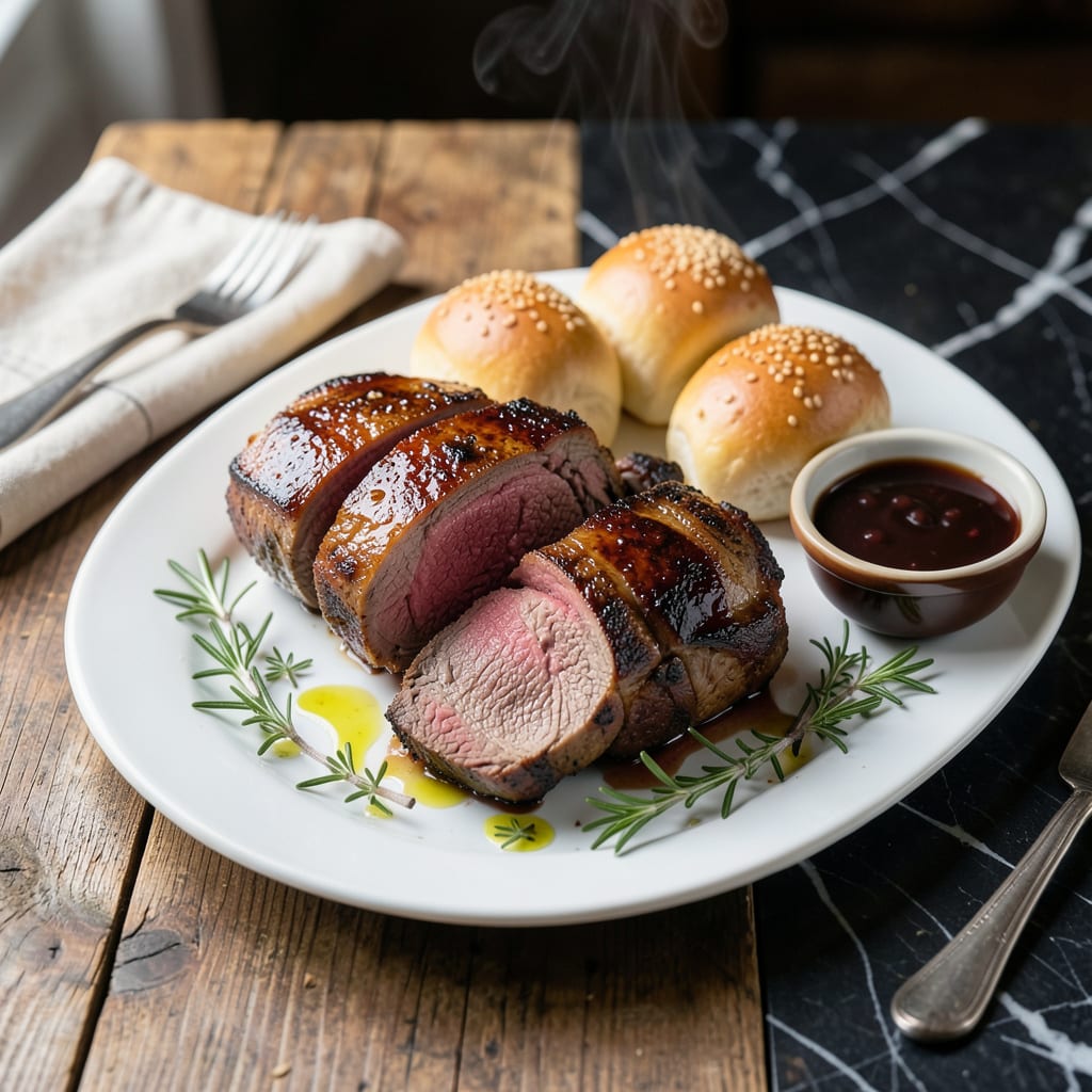 Complete roast beef french dip recipe overview image