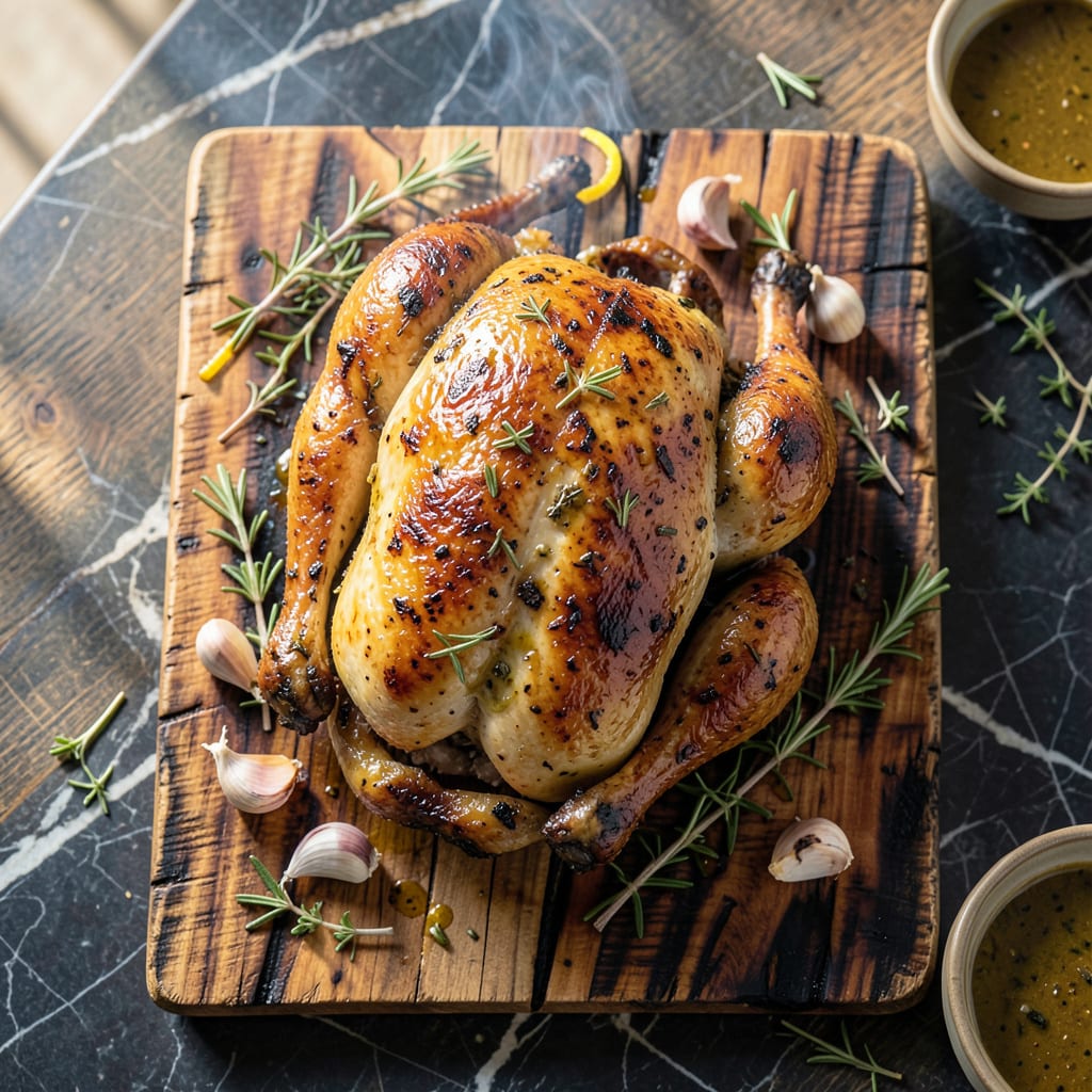 Roast Chicken on the Grill Recipe: Cedar Plank Infused Juiciness example with annotations