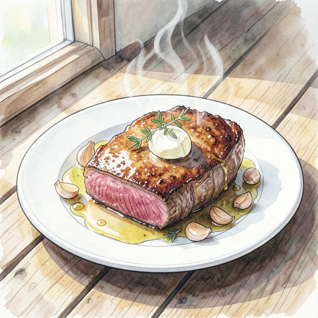 Shoulder Steak Recipe: Tender and Flavorful with Simple Pan Seared Technique example with annotations