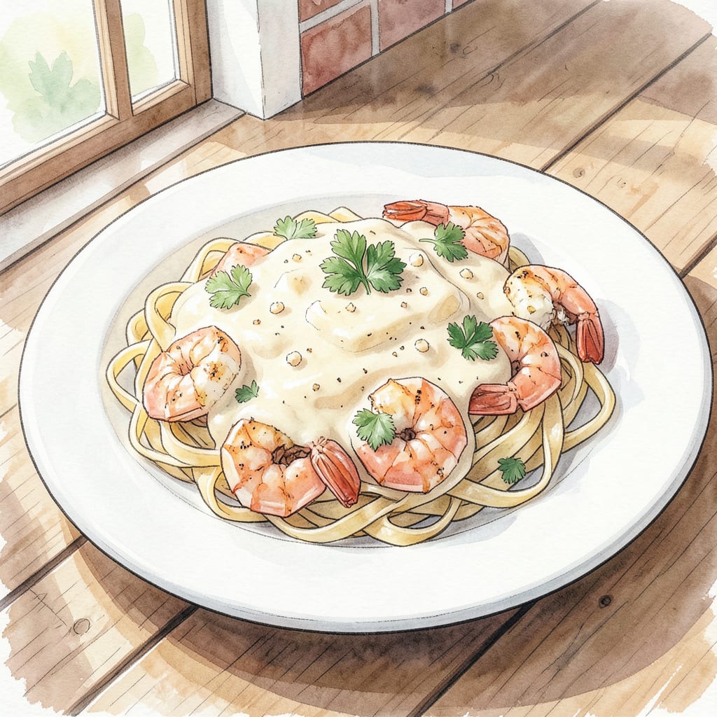 Comprehensive Shrimp Alfredo Pasta Recipe with Jar Sauce: Creamy Restaurant Style Dish visual reference