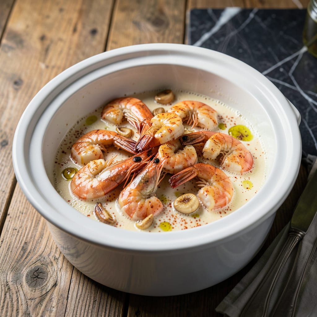 Shrimp Crock Pot Recipe: Hands Off Garlic Butter Succulence illustration with key details