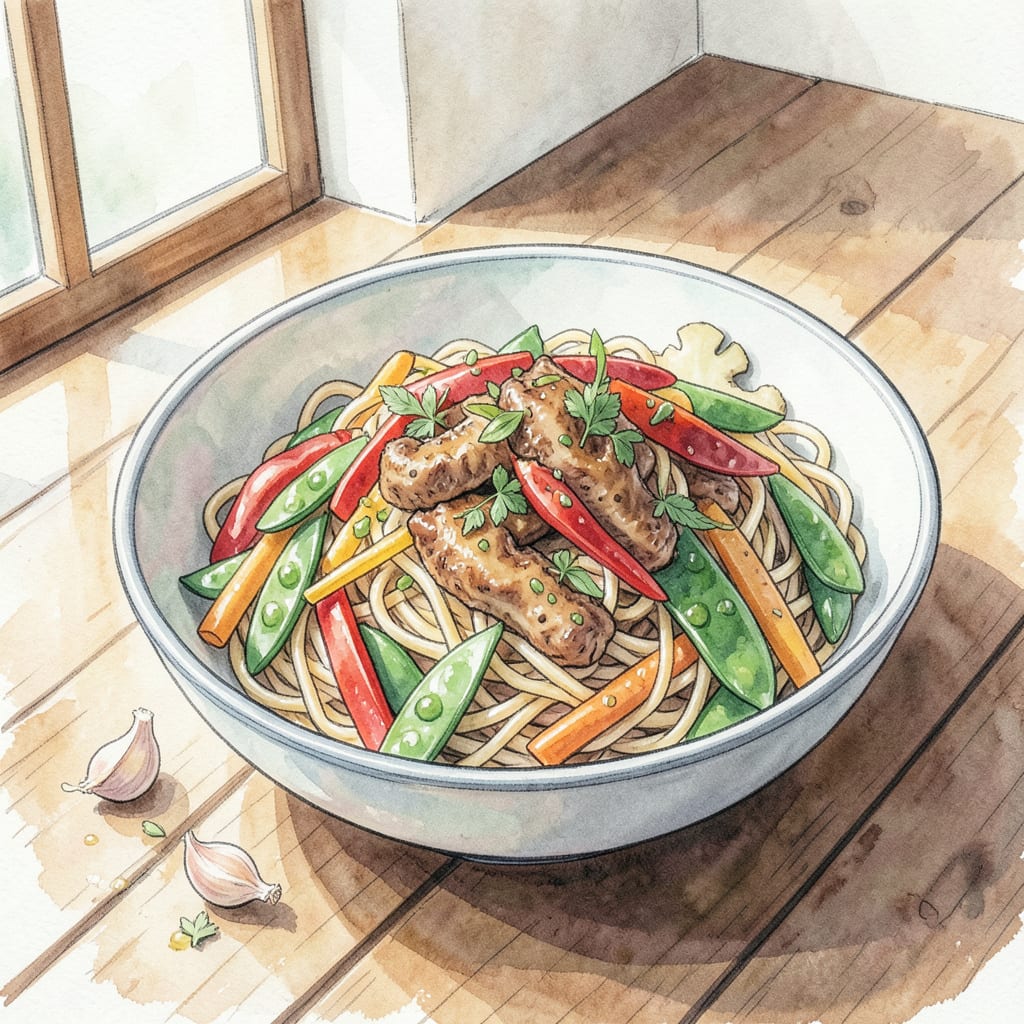 Visual representation of Simple Asian Noodle Recipe: Quick & Flavorful Stir Fry Masterpiece