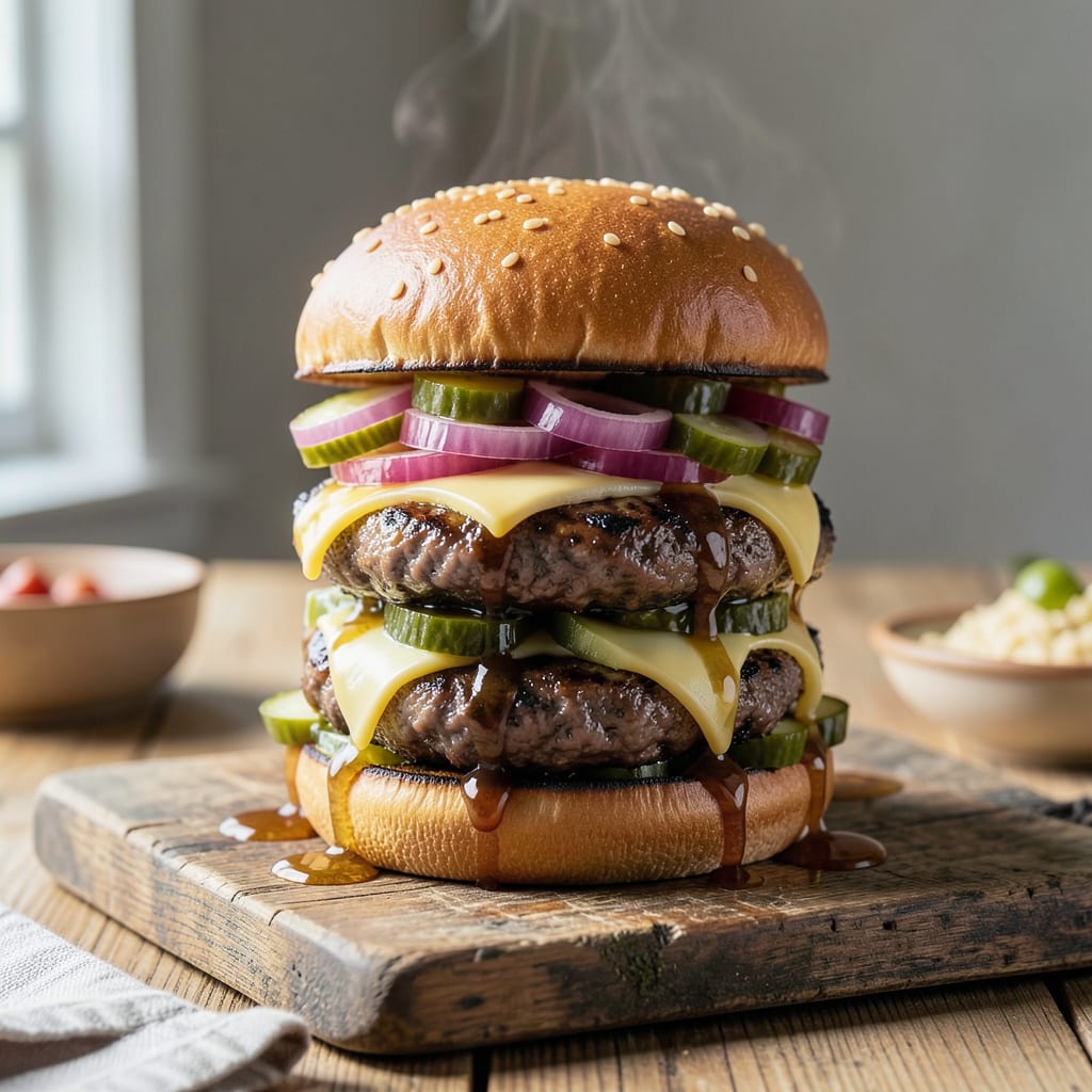 Complete simple bbq burger recipe overview image