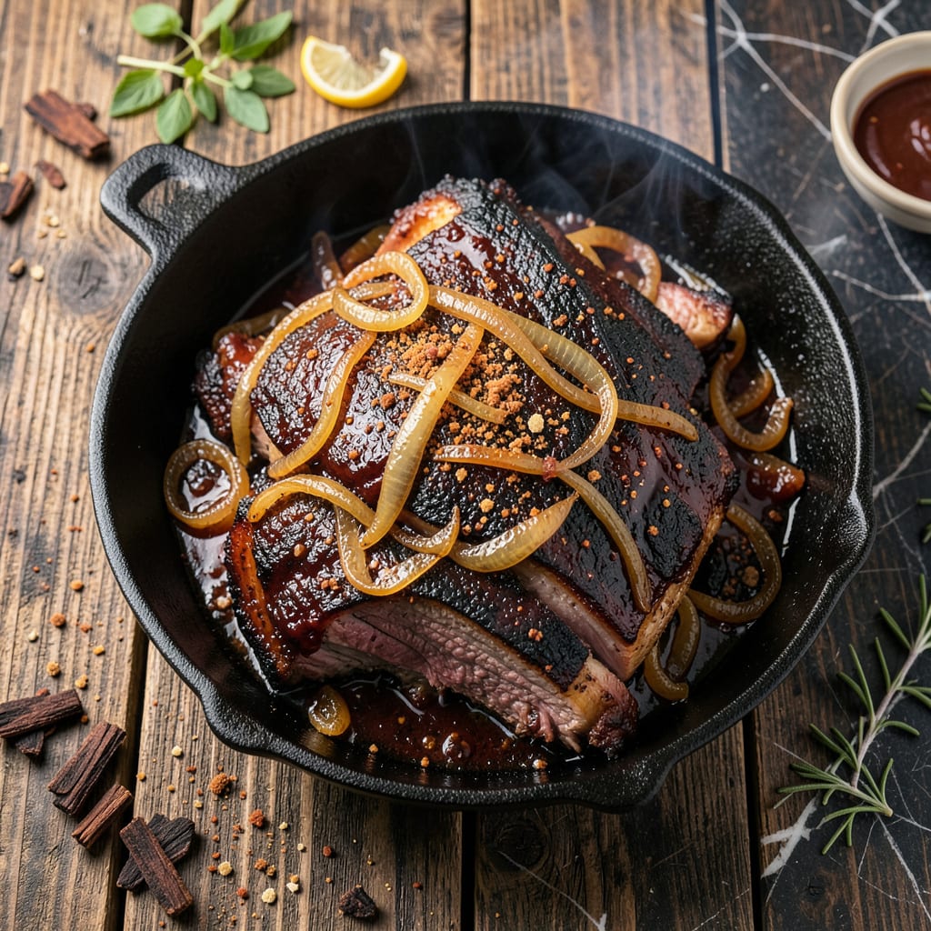 slow cooked bbq brisket recipe example with annotations