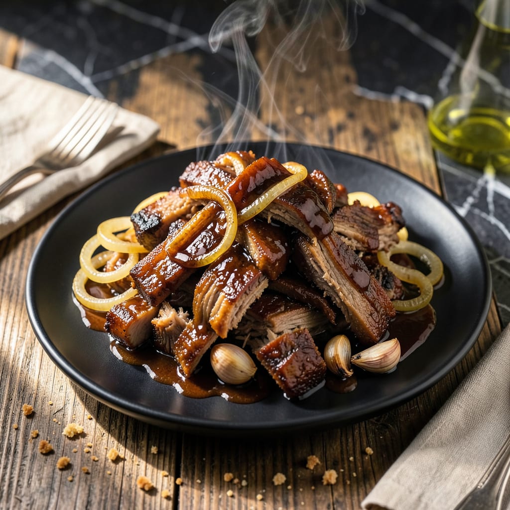 Visual representation of slow cooked bbq pork recipe